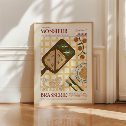 Croque Monsieur Poster, Kitchen Art, Kitchen Poster, Kitchen Print, Food Print, Modern Kitchen Decor, Retro Poster, Coffee Poster