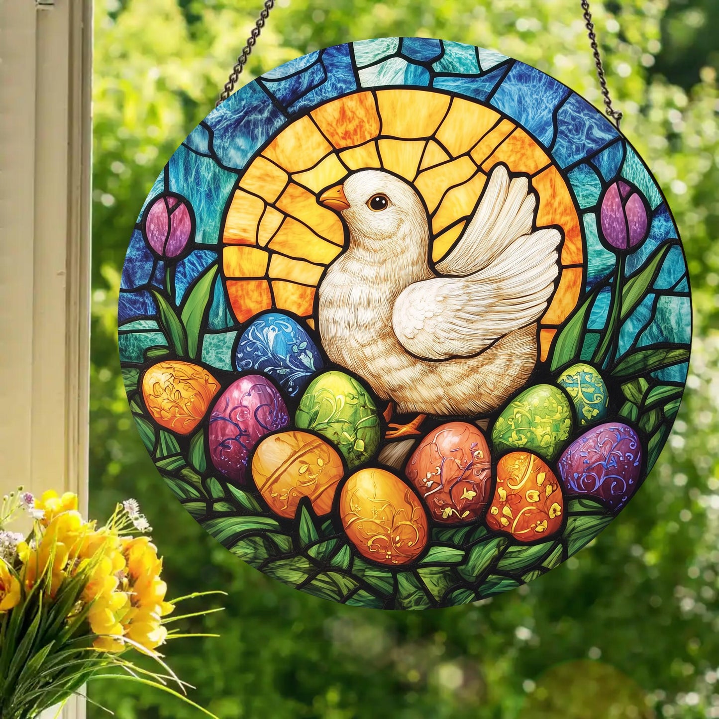 Easter Chick: Stained Glass Style Window Hanging