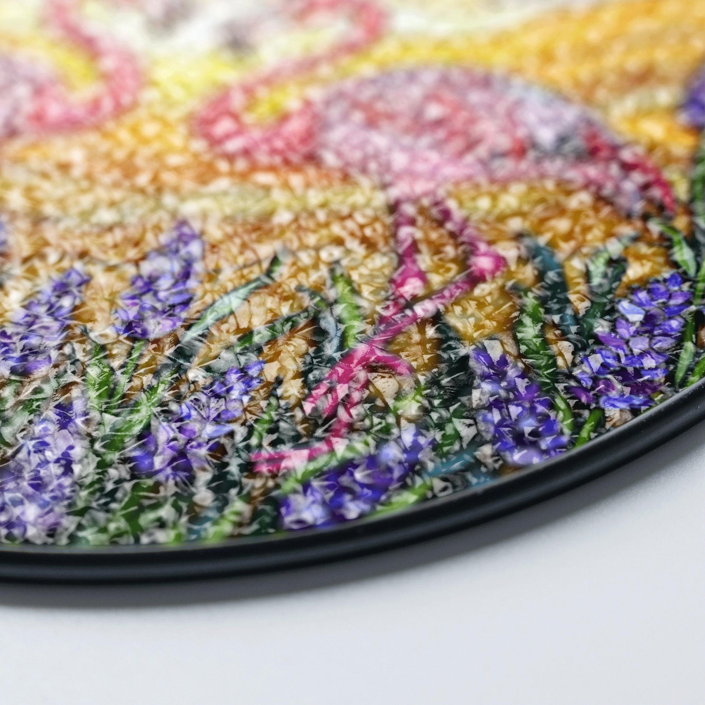 Flamingos In Lavender Field Round Window Hanging Flamingo Suncatcher Gift For Mom