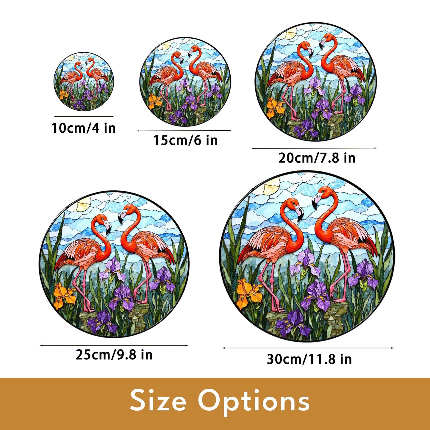 Flamingo Garden Scene Stained Glass Window Hanging Sun Catcher Gift for Bird Lovers