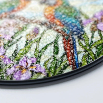Colorful Parrots Stained Glass Round Window Hanging Macaw Suncatcher Gift for Bird Lover