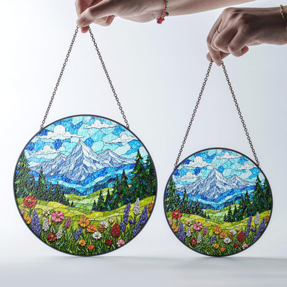 Mountain Meadow Wildflowers Nature Suncatcher Handmade Window Decor Gift for Nature Lover