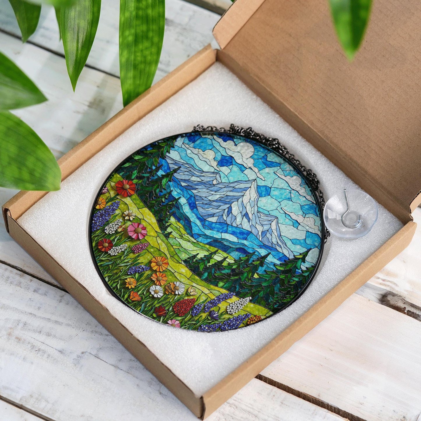 Mountain Meadow Wildflowers Nature Suncatcher Handmade Window Decor Gift for Nature Lover