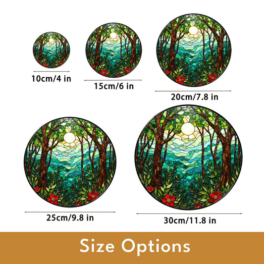 Forest Sun Mountain Scene Suncatcher Window Gift for Mom