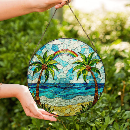 Tropical Palm Beach Scene Suncatcher Gift for Beach Lovers