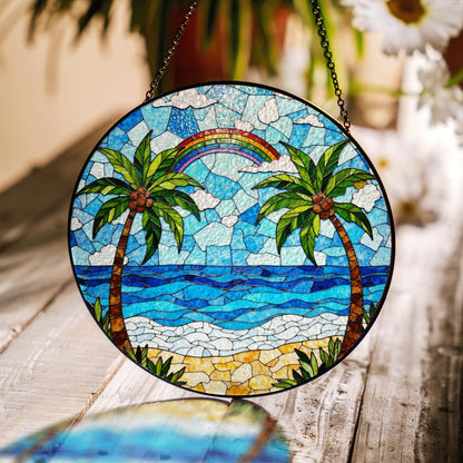 Tropical Palm Beach Scene Suncatcher Gift for Beach Lovers
