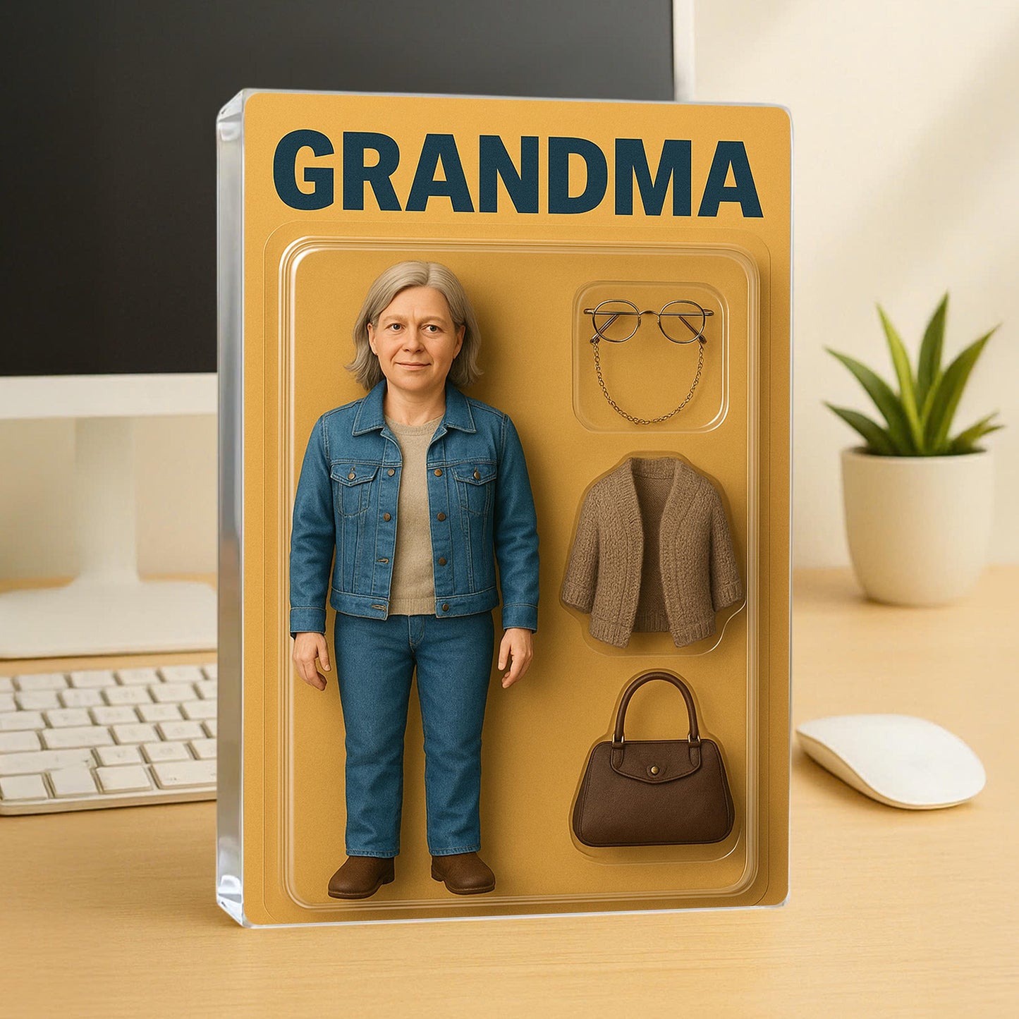 Personalize With Grandma’s Photo, Figure Personalized Acrylic Block Plaque, Mother's Day Gift for Grandma, Gift for Mama