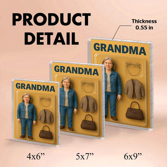 Personalize With Grandma’s Photo, Figure Personalized Acrylic Block Plaque, Mother's Day Gift for Grandma, Gift for Mama