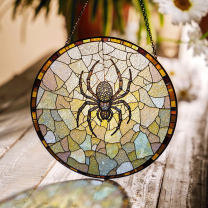 spider stained glass art suncatcher gothic window decor gift for halloween lover