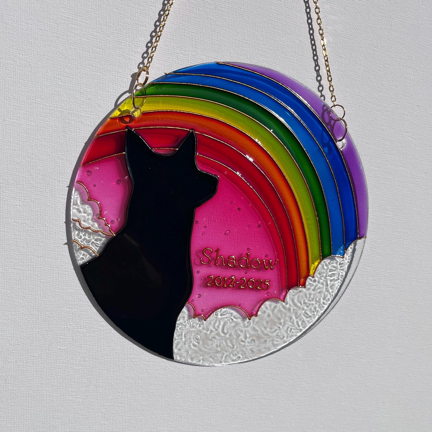 Personalized dog memorial Suncatcher for window Dog lover gifts Aesthetic room decor Stained glass painting