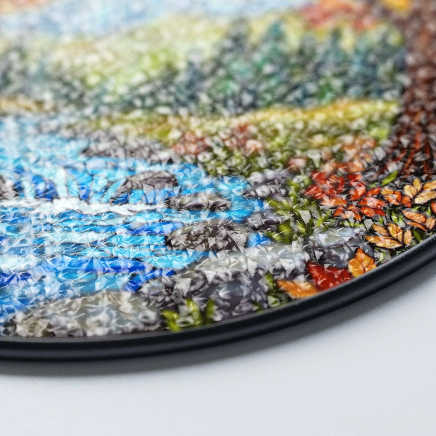 Autumn forest stream suncatcher stained glass mountain river panel gift for outdoor nature lover