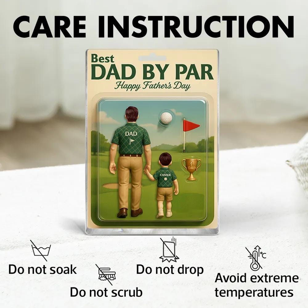Best Dad By Par Golf Custom Figure Personalized Acrylic Block Plaque, Father's Day Gift for Dad, Gifts for Husband, Happy Father's Day