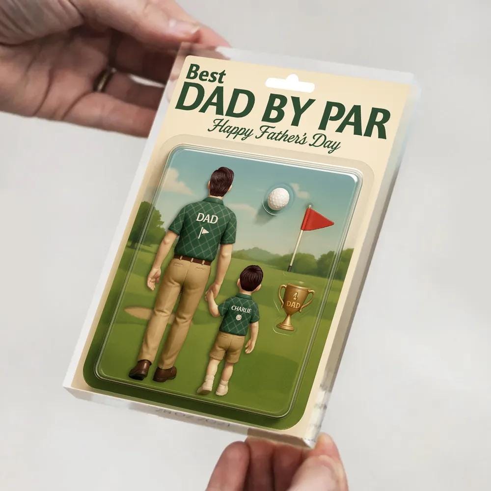 Best Dad By Par Golf Custom Figure Personalized Acrylic Block Plaque, Father's Day Gift for Dad, Gifts for Husband, Happy Father's Day