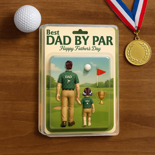 Best Dad By Par Golf Custom Figure Personalized Acrylic Block Plaque, Father's Day Gift for Dad, Gifts for Husband, Happy Father's Day