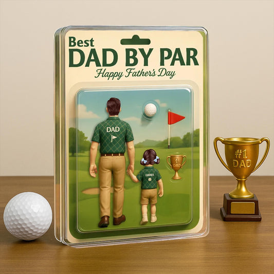 Best Dad By Par Golf Custom Figure Personalized Acrylic Block Plaque, Father's Day Gift for Dad, Gifts for Husband, Happy Father's Day