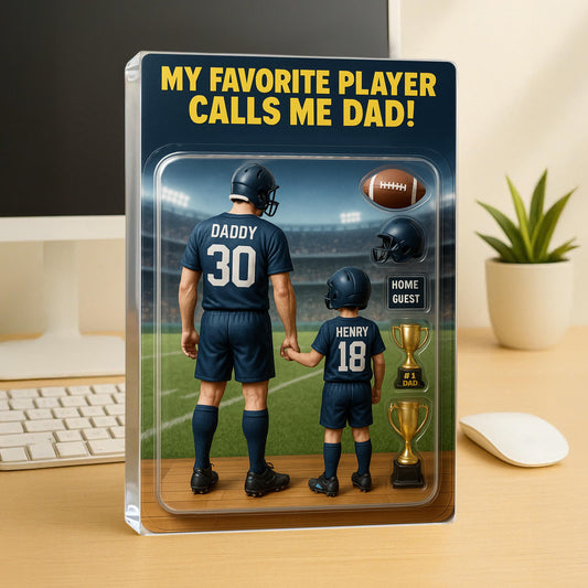 Personalized Football Action Figure Acrylic Block Plaque, Personalized Father's Day Gift for Dad, Papa, Birthday gift for Football Dad