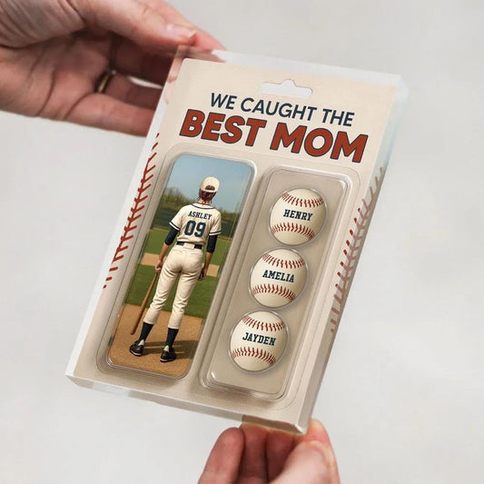 We Caught The Best Mom Baseball Lover Toy Box Figure Style Personalized Acrylic Block Plaque, Gift For Baseball Mom, Baseball Lover