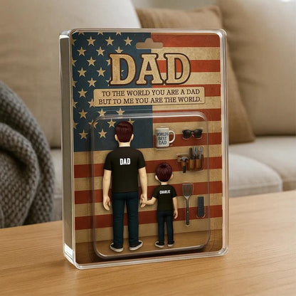 Dad And Kids Back View Custom Figure Personalized Acrylic Block Plaque, Father's Day Gift for Dad, Gift for Husband, Happy Father's Day