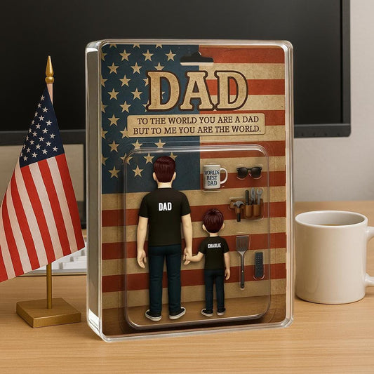Dad And Kids Back View Custom Figure Personalized Acrylic Block Plaque, Father's Day Gift for Dad, Gift for Husband, Happy Father's Day