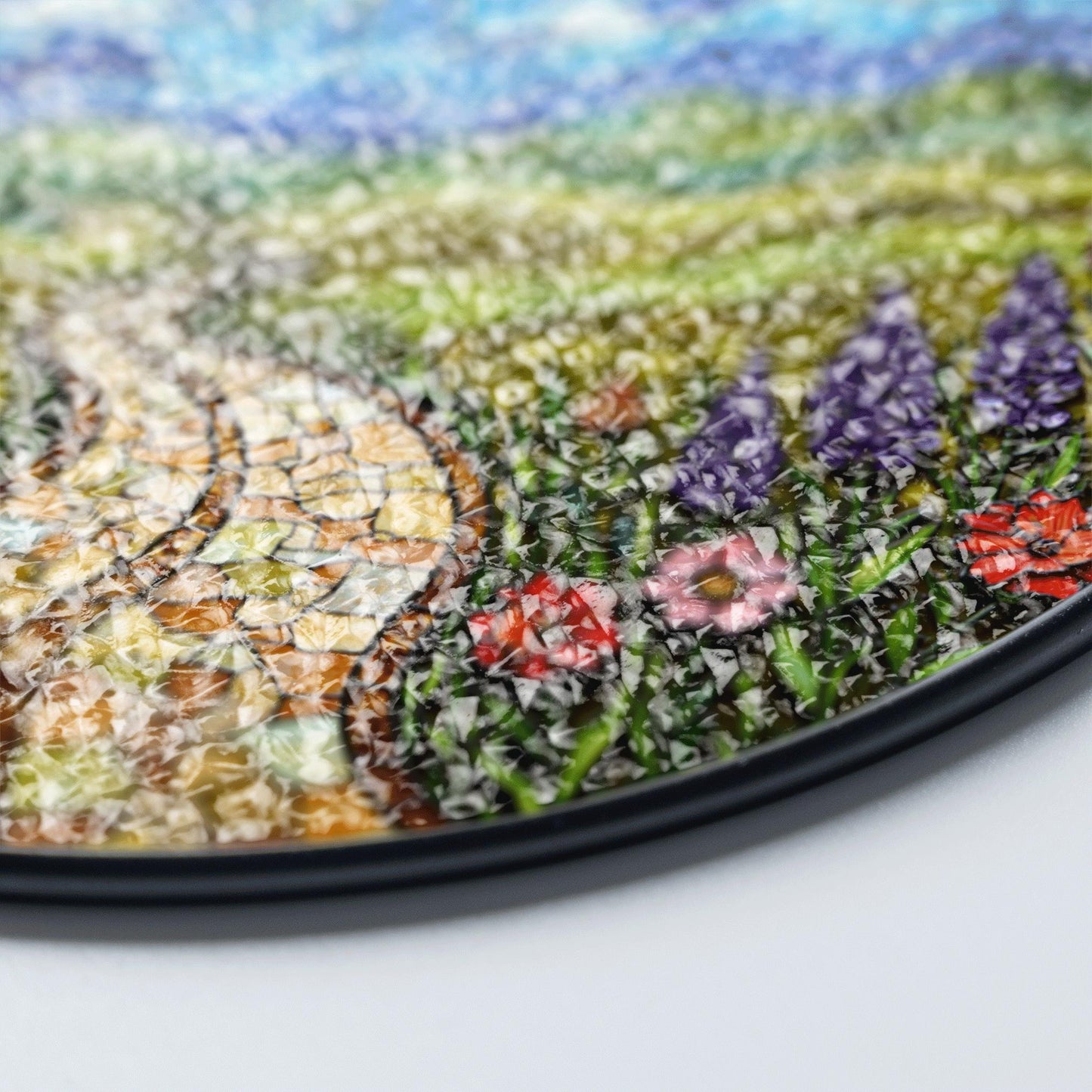 Mosaic sun trail with wildflowers vibrant stained glass suncatcher gift for nature lover friend
