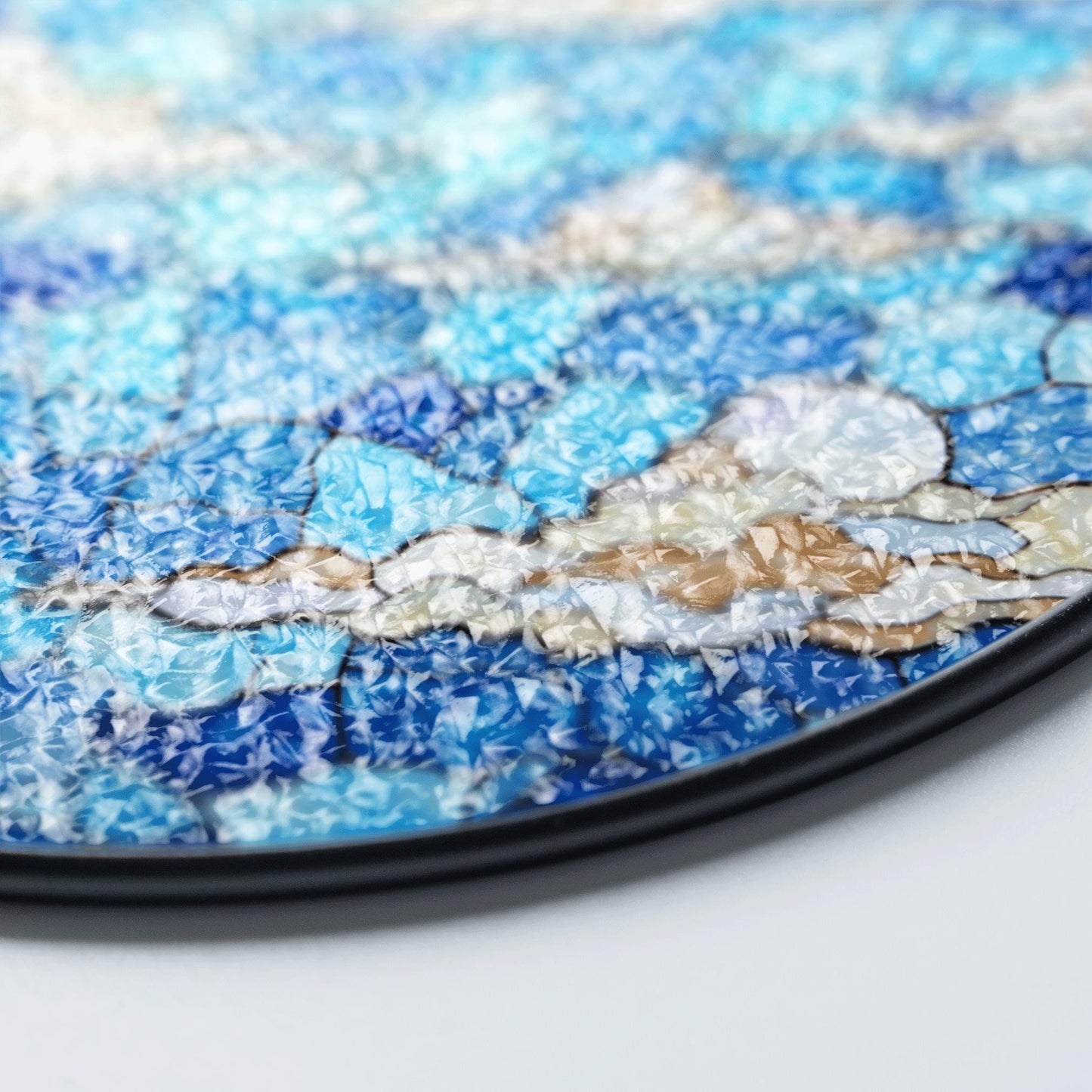 Stained blue sky cloud glass suncatcher with dreamy layers of light for window decor gift for sky lovers