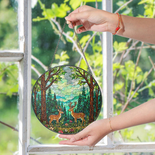forest deer lovers woodland glass art forest suncatcher nature decor gift for nature lovers