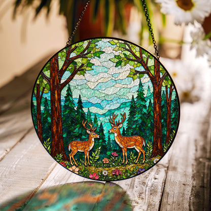 forest deer lovers woodland glass art forest suncatcher nature decor gift for nature lovers