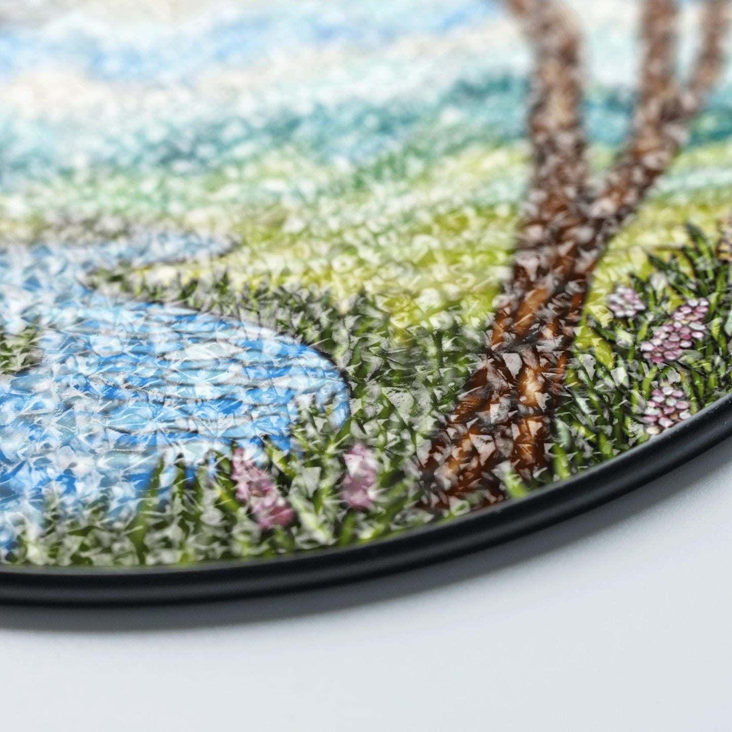 Handcrafted River Valley Landscape Suncatcher Stained Glass Window Decor Gift for Nature Lovers