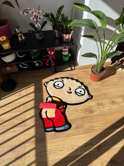 Handmade Stewie Griffin Rug: Family Guy Tufted Wool Carpet