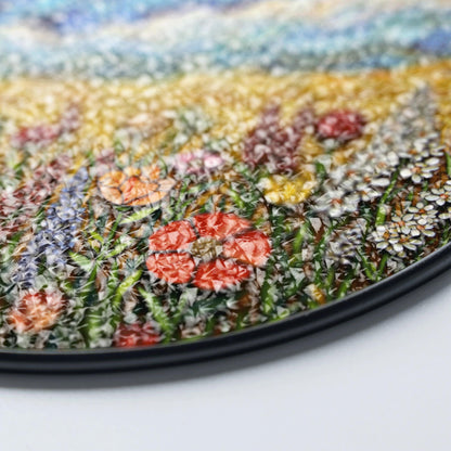 Wildflower Meadow Field Stained Glass Round Suncatcher Gift for Nature Lover Birthday Home Decor