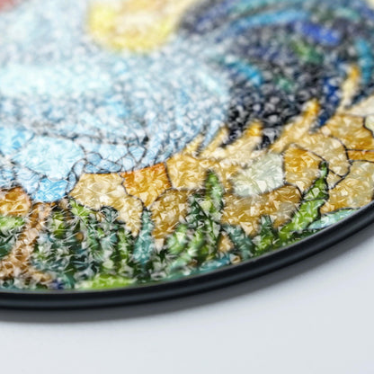 Stained Glass Rooster Suncatcher Handcrafted Colorful Window Art Gift for Bird Lovers