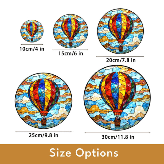 Colorful Hot Air Balloon Stained Glass Suncatcher for Home Decor Gift