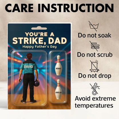 You're A Strike Dad With Kids' Names Custom Figure Personalized Acrylic Block Plaque, Unique Father's Day Gift For Him, Dad, Bowling Lover