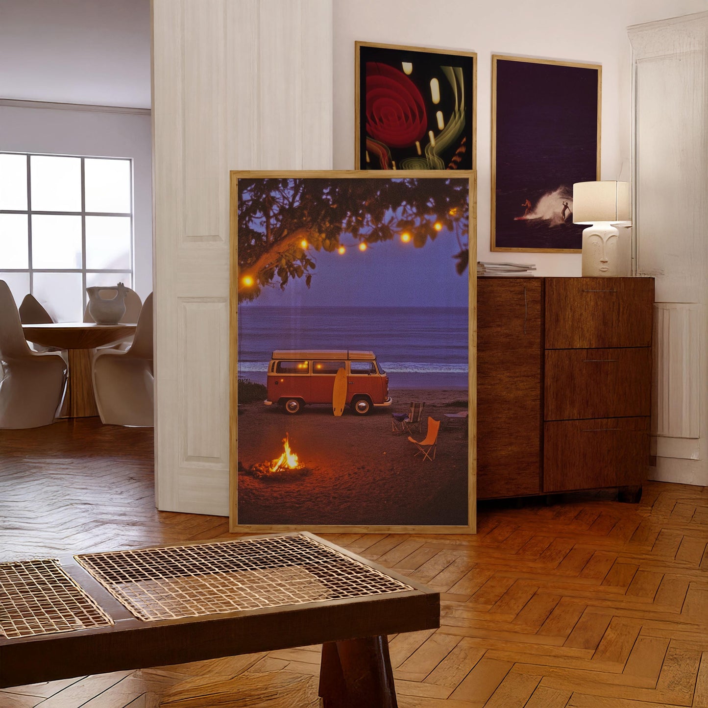 Camper Van on Beach Wall Art Fine Art Photography Surfing Poster Camping Wall Art Coastal Cowgirl Print California Coast Beachy Wall Decor