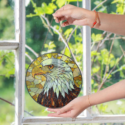 Bald Eagle Stained Glass Suncatcher – Patriotic Window Decor – Gift for Veterans, Dad, or Nature Lovers