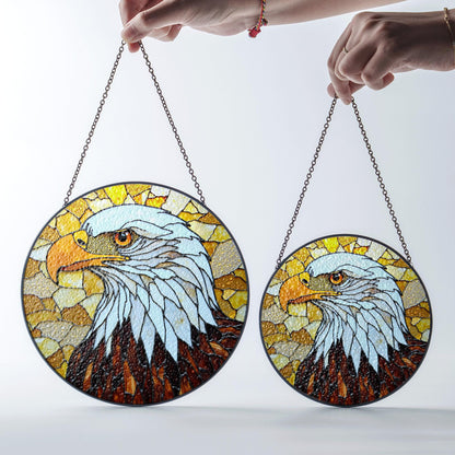 Bald Eagle Stained Glass Suncatcher – Patriotic Window Decor – Gift for Veterans, Dad, or Nature Lovers