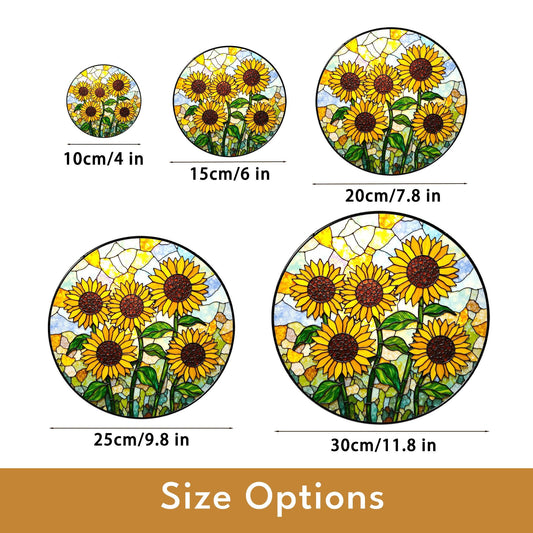 Stained Glass Sunflower Suncatcher – Cheerful Yellow Floral Window Decor – Nature Gift for Garden Lovers