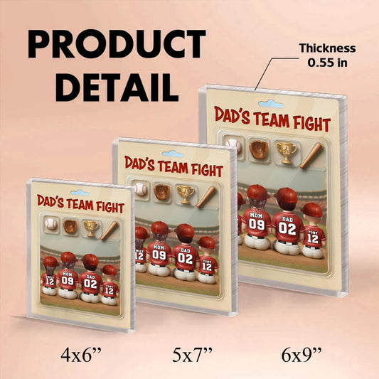 Custom Baseball Daddy Dream Team Trading Card Style, Baseball Acrylic Block Plaque, Father Day Gift for Baseball Dad, Husband, Grandpa & Kid