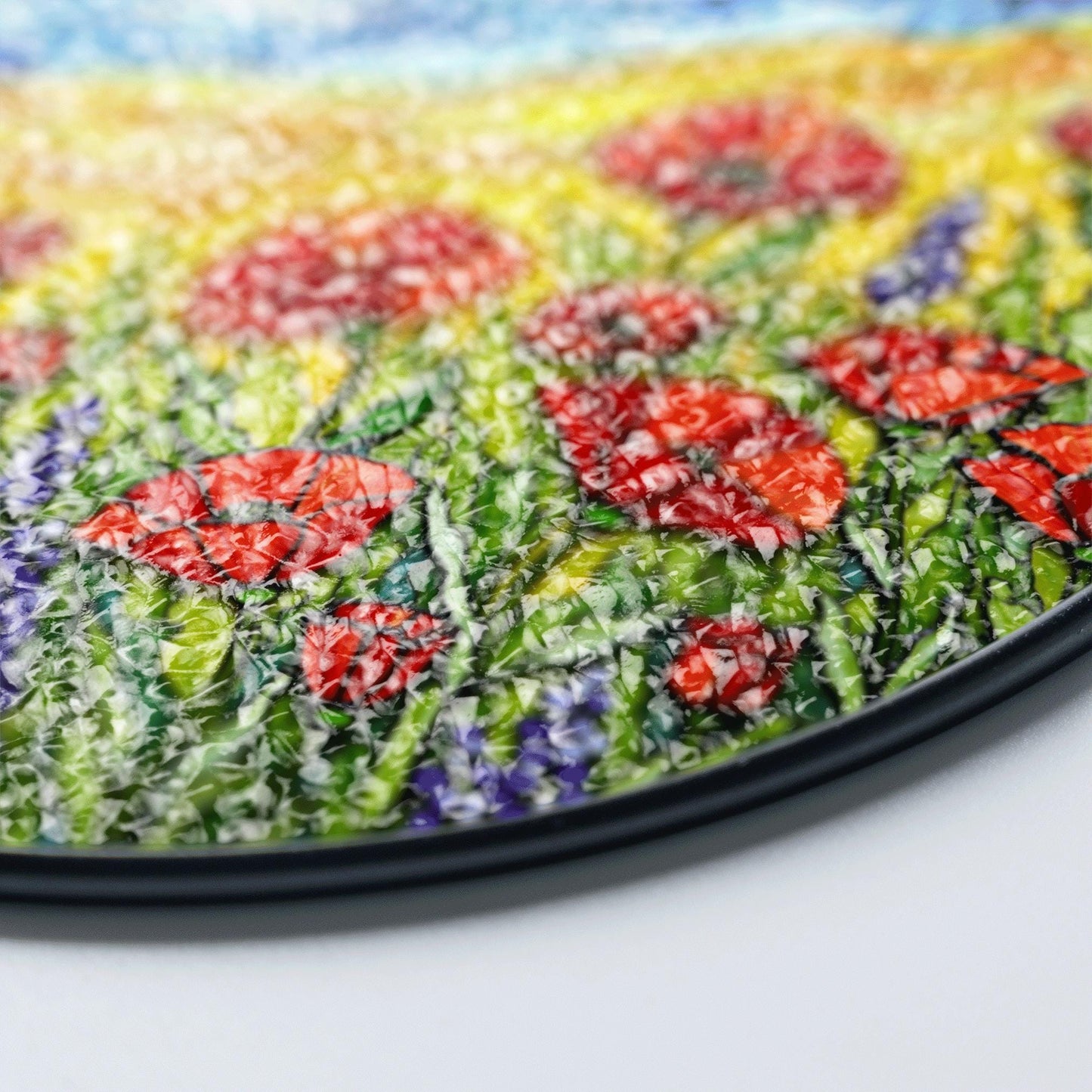 Vibrant wildflower meadow sun catcher stained glass window decor gift for nature lover friend