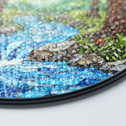 Forest waterfall creek stained glass suncatcher nature window hanging gift for outdoor lovers