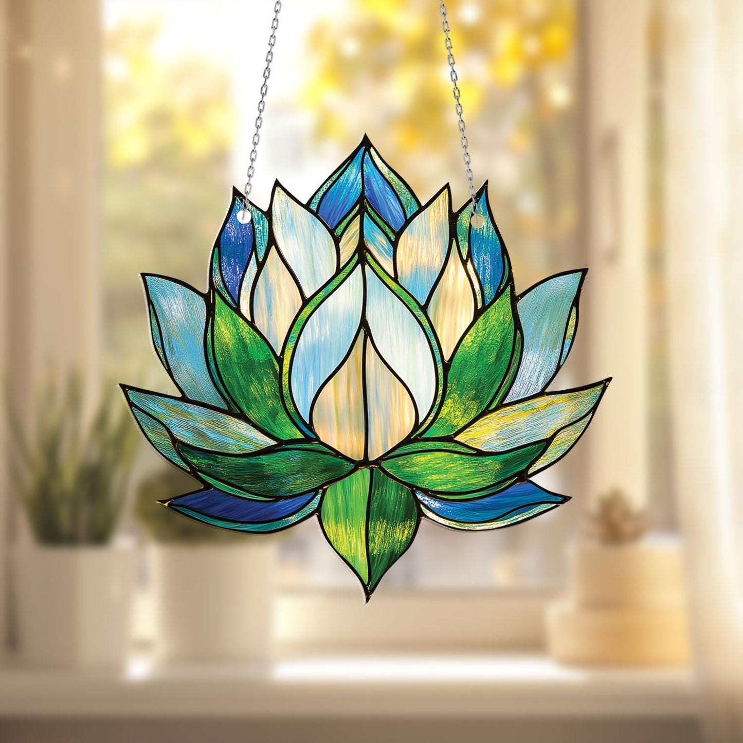 Lotus Flower Window Hanging, Zen Home Decor Gift, Mindful Space Accent, Yoga Room Art, Peaceful Gift for Her, Boho Spiritual Decor