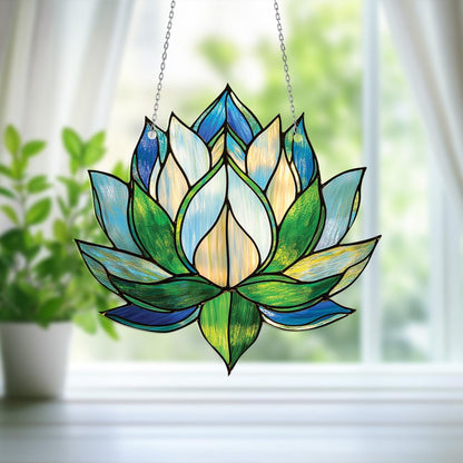 Lotus Flower Window Hanging, Zen Home Decor Gift, Mindful Space Accent, Yoga Room Art, Peaceful Gift for Her, Boho Spiritual Decor