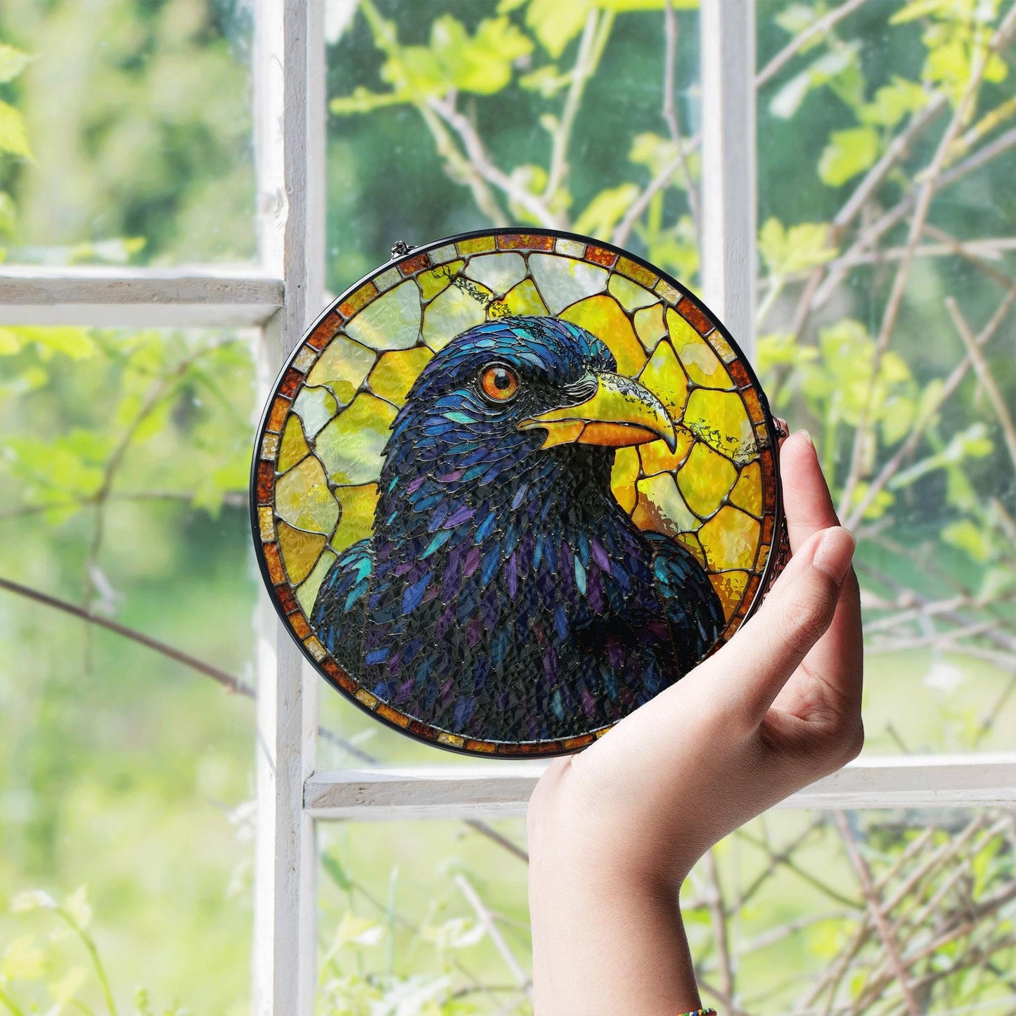 Stained Glass Starling Suncatcher Handcrafted Bird Window Decor Gift