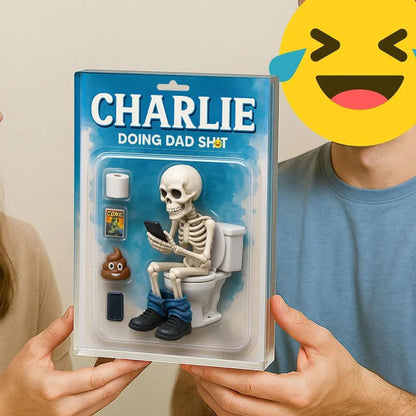 Doing Dad Sh*t, Funny Skeleton Toilet Custom Figure Toy Box Personalized Acrylic Block Plaque, Custom Father's Day Gift for Dad, Husband