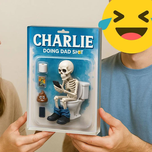 Doing Dad Sh*t, Funny Skeleton Toilet Custom Figure Toy Box Personalized Acrylic Block Plaque, Custom Father's Day Gift for Dad, Husband