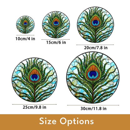 Vibrant Peacock Feather Art Glass Suncatcher Window Hanging for Mom Wife or Nature Lover