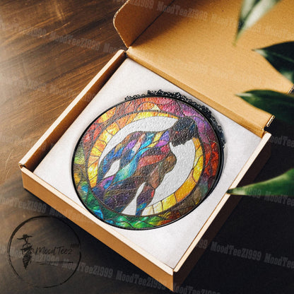 Abstract Male Figure Stained Glass Window Hanging, Modern Rainbow Body Art Suncatcher, LGBTQ Pride Decor, Colorful Masculine Gift