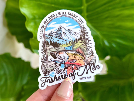 Fishers of Men Waterproof Sticker, Mental Health Stickers, Handdrawn Art, Bestfriend Gifts, Hunting, Men’s Stickers, Gifts for Dad