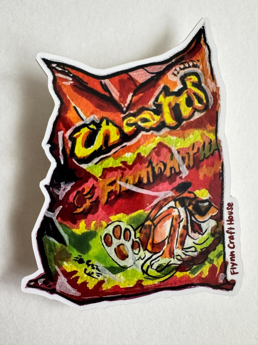 Hot Cheetos | 3.5" Glossy Vinyl Sticker Decal | Waterproof  Weatherproof | Flaming Hot Spicy Food