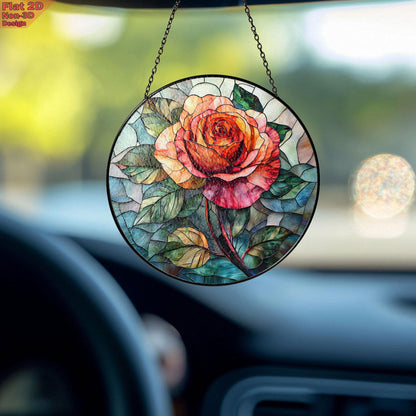 Rose Bouquet Stained Glass Suncatcher, Style Wall and Window Decoration, Special Gifts for Women, Rose Flowers Gifts, June Birthday Gift